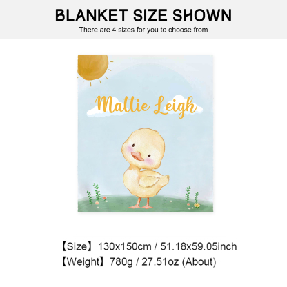 Personalised Chick Blanket Custom Name Cute Cartoon Blanket-Jessemade AU