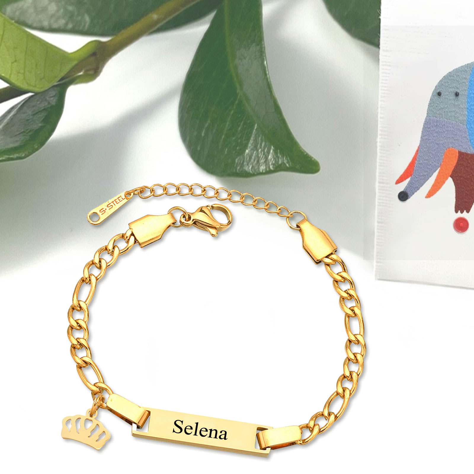Custom Name Bracelet Personalised Crown Bracelet Cuban Chain Bracelet Love Gifts-Jessemade AU