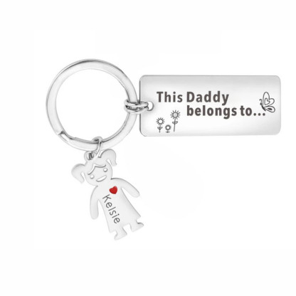 Grandfather Keychain This Grandpa Belongs To Family Keychain Personalised with 1 Kid Charm Engrave Name-Jessemade AU