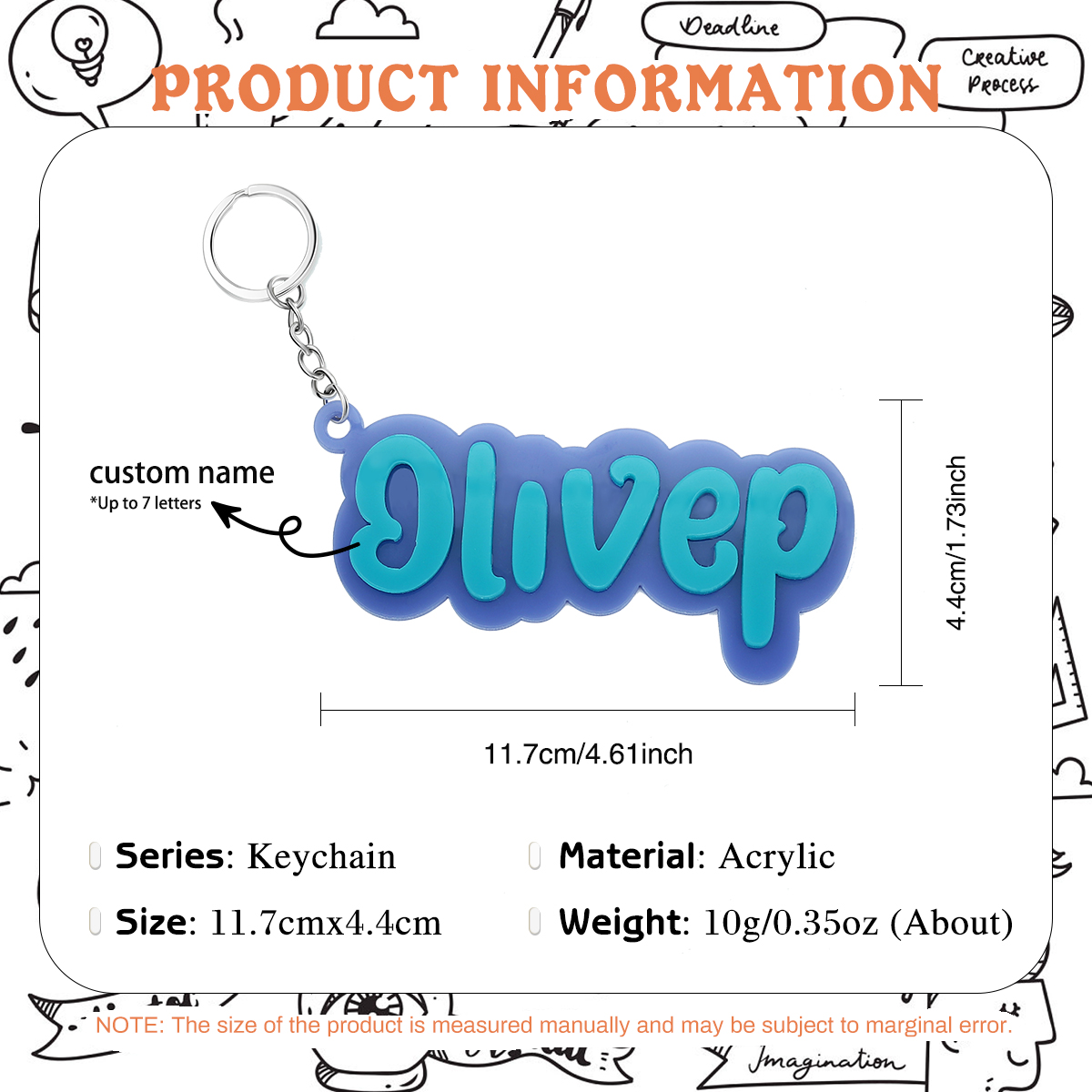 Customise 1 Name Keychain Blue Keychain Back to School Gifts for Kids-Jessemade AU