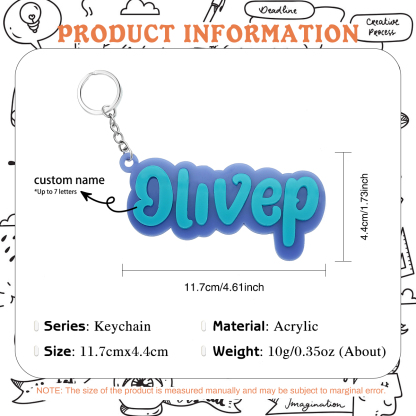 Customise 1 Name Keychain Blue Keychain Back to School Gifts for Kids-Jessemade AU