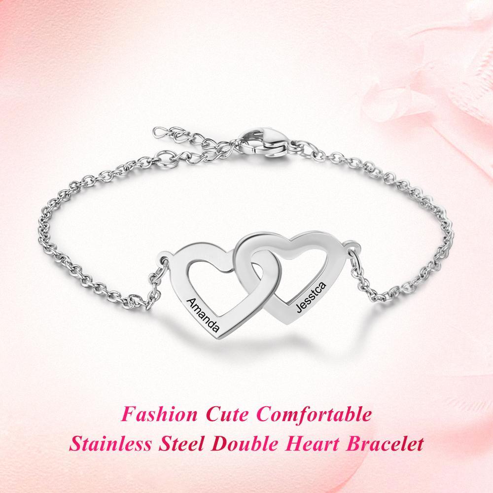 Custom Heart Bracelet With 2 Names Bracelet-Jessemade AU