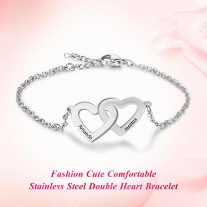 Custom Heart Bracelet With 2 Names Bracelet-Jessemade AU