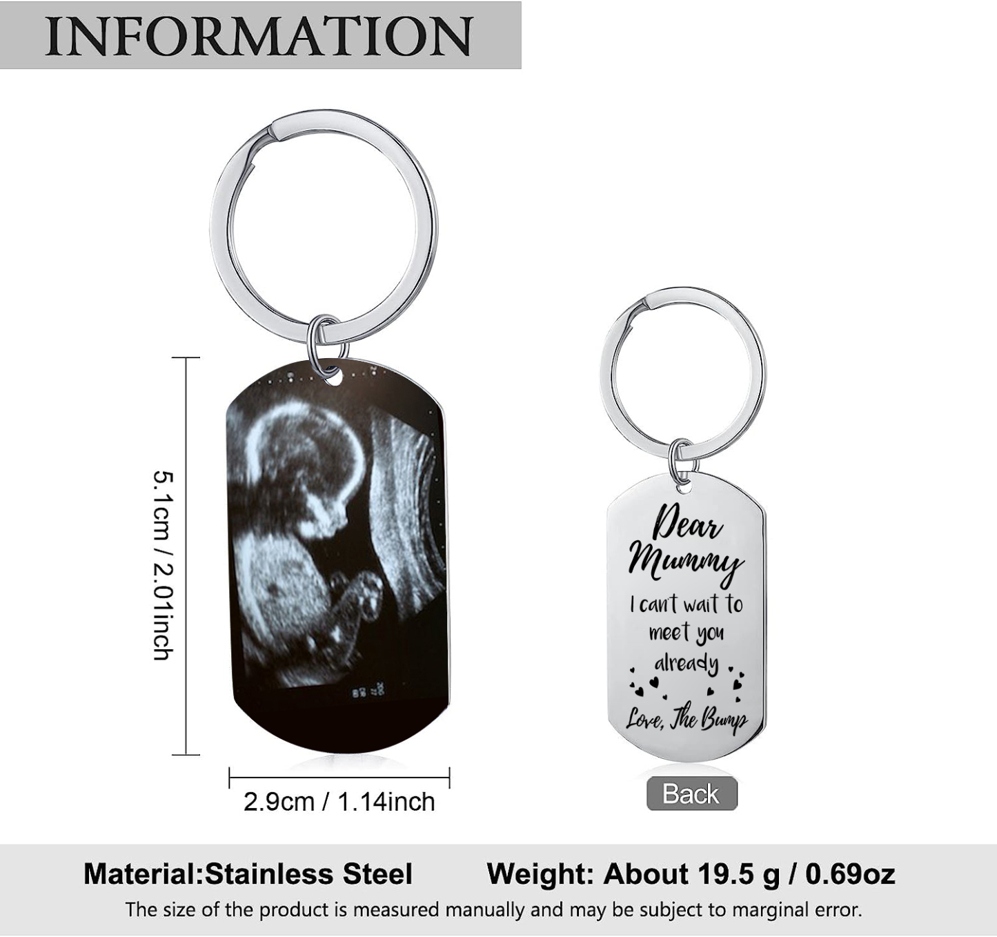 Personalised Photo Keychain Pregnant Newborn Keychain Gifts for Mommy/Mummy - I Can't Wait To Meet You Already-Jessemade AU