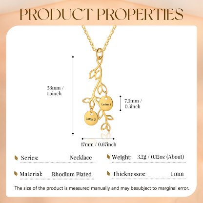 Personalised Branches Pendant Necklace Custom 2 Letters Circle Charm Necklace Gold Birthday Gift for Her-Jessemade AU