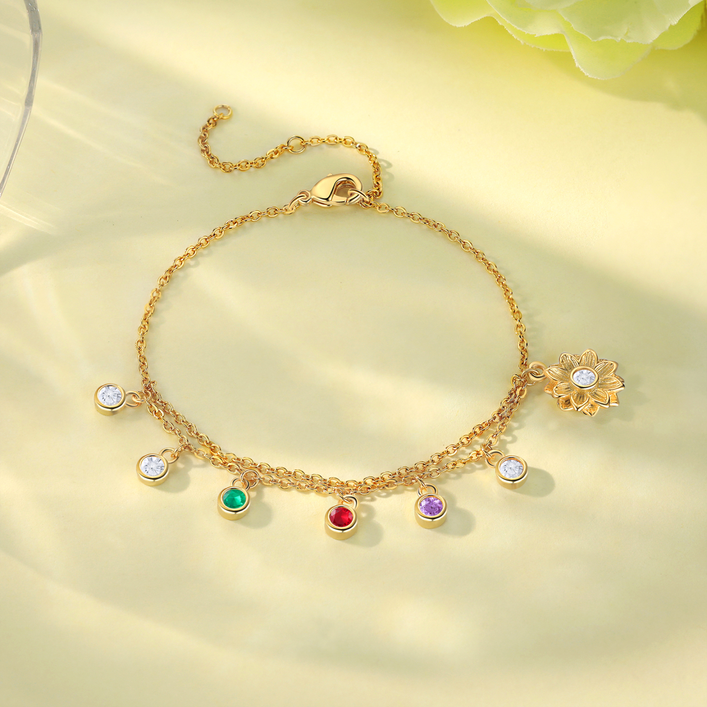 Personalised Women's Bracelet Custom 3 Birthstones Bracelet Gold Adjustable Bracelet Mother's Day Gift for Her-Jessemade AU