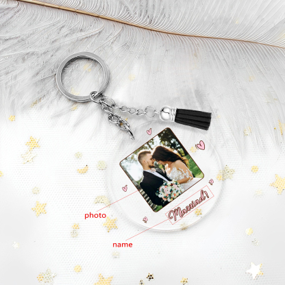 Personalised Couple Keyring Custom Photo & Name Acrylic Keychain Valentine's Day Anniversary Gift for Couples-Jessemade AU