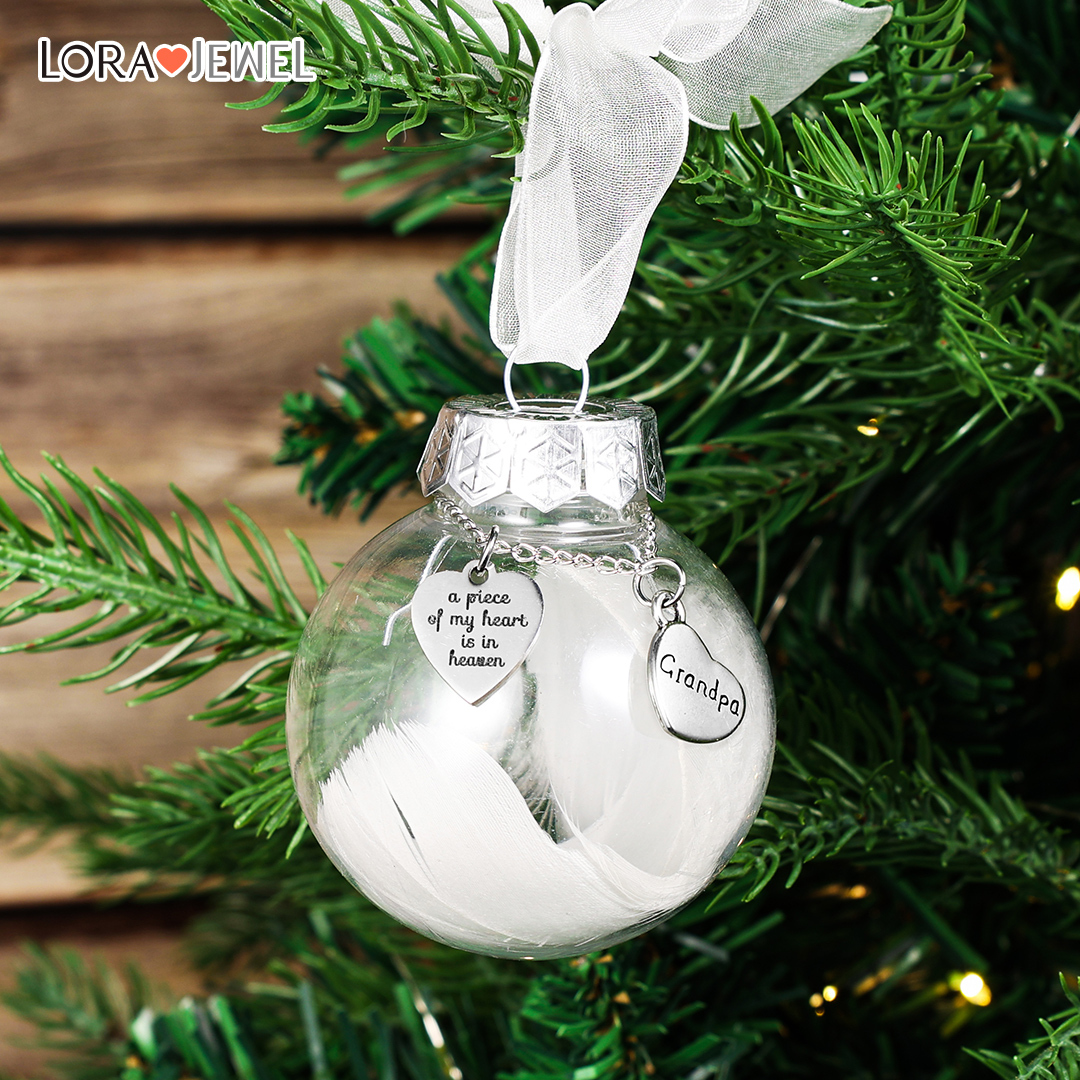 Personalised Name Feather Ball Memorial Ornament A Piece of My Heart Is In Heaven-Jessemade AU