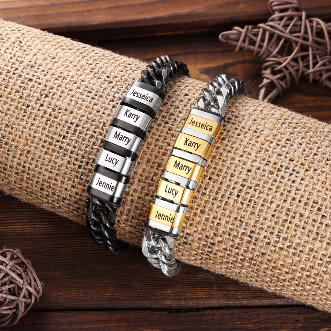 Personalised Cuban Chain Bracelet Customised Name Bracelet with 1 Beads-Jessemade AU