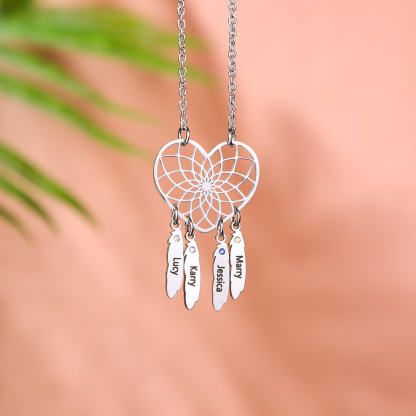 Personalised Dream Catcher Necklace With Birthstones Custom 1 Name Necklace Gifts For Her-Jessemade AU