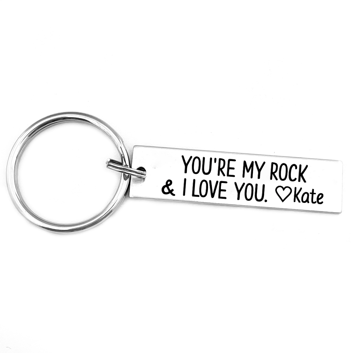 Personalised Name Keychain Stainless Steel Keychain Couple Gifts - You're My Rock & I Love You-Jessemade AU