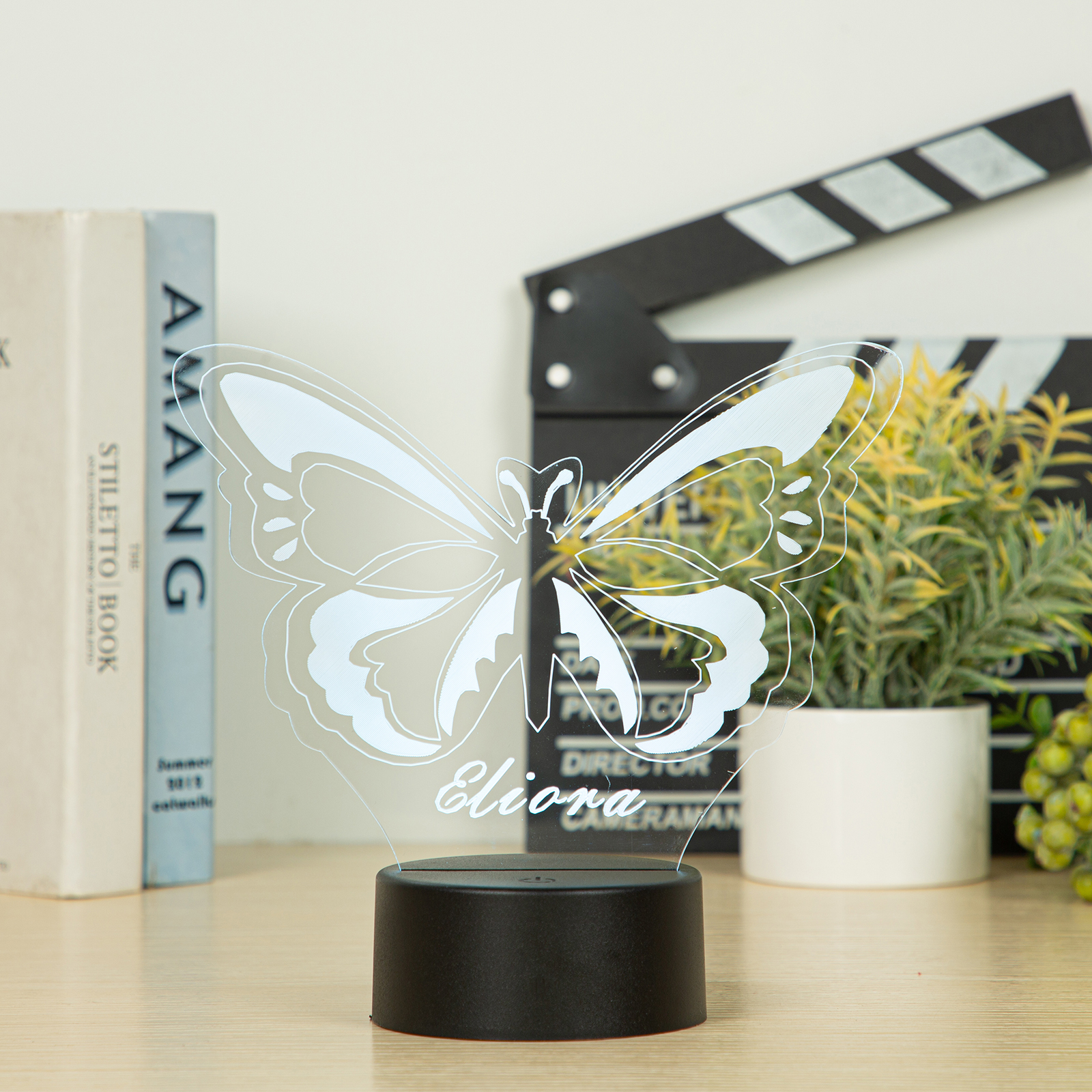 Personalised Butterfly Name Night Light Engraved Lamp-Jessemade AU