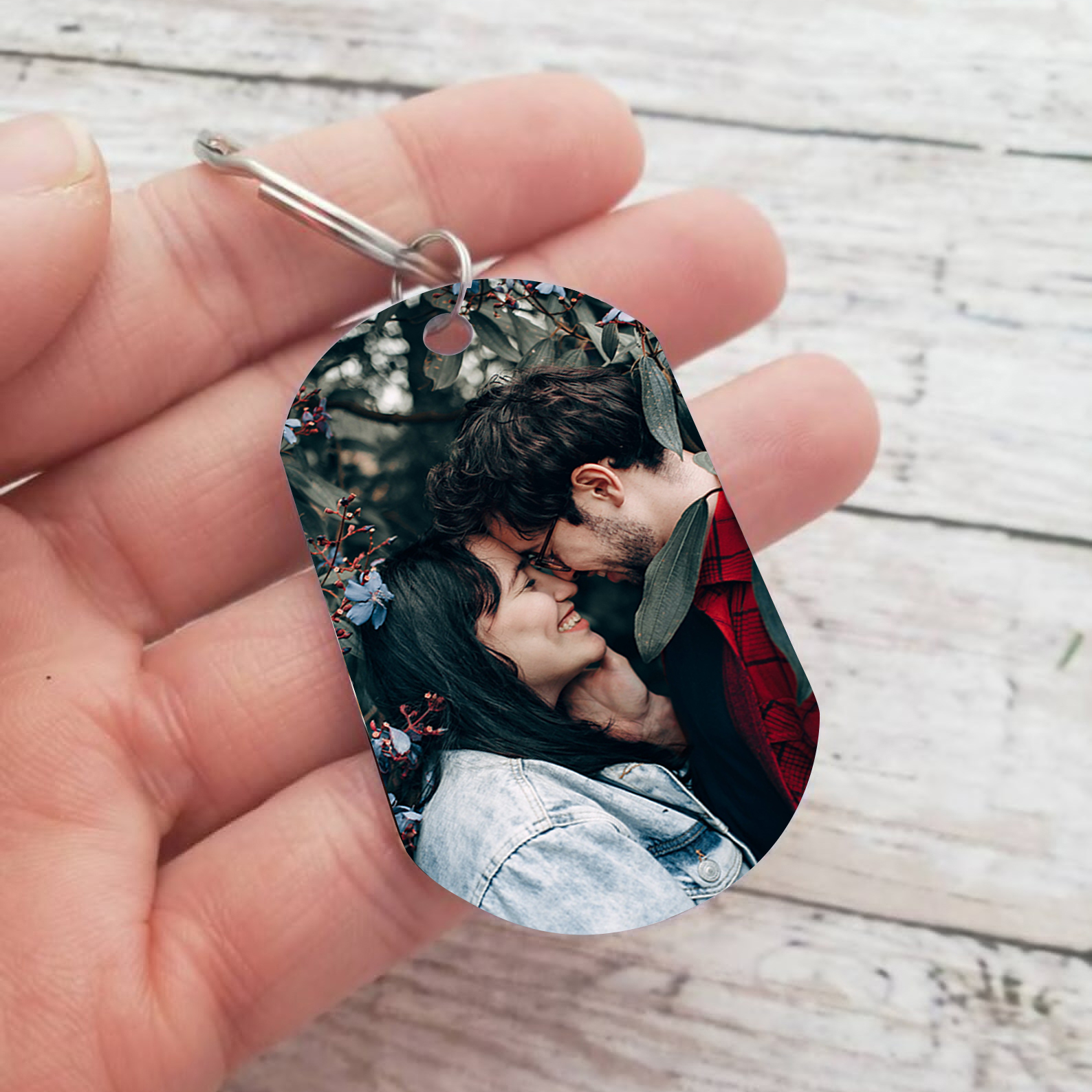 Couple Photo Keychain Customised 2 Names & Date Keyring Stainless Steel Keychain for Couples-Jessemade AU