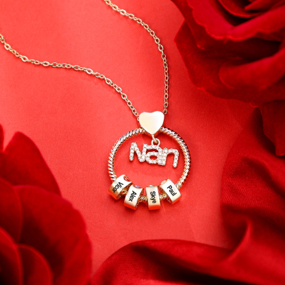 3 Names - Personalised Nan Necklace Custom Names & Birthstones Circle Pendant Necklace Gift for Grandma Nanna-Jessemade AU