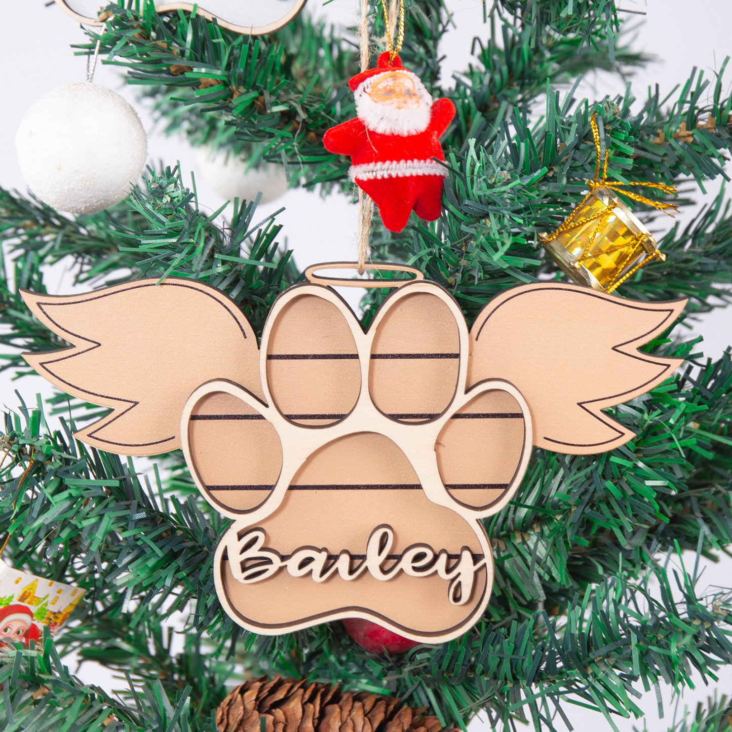 Personalised Dog Paw Christmas Ornament Angel Wings Hanging Ornament-Jessemade AU