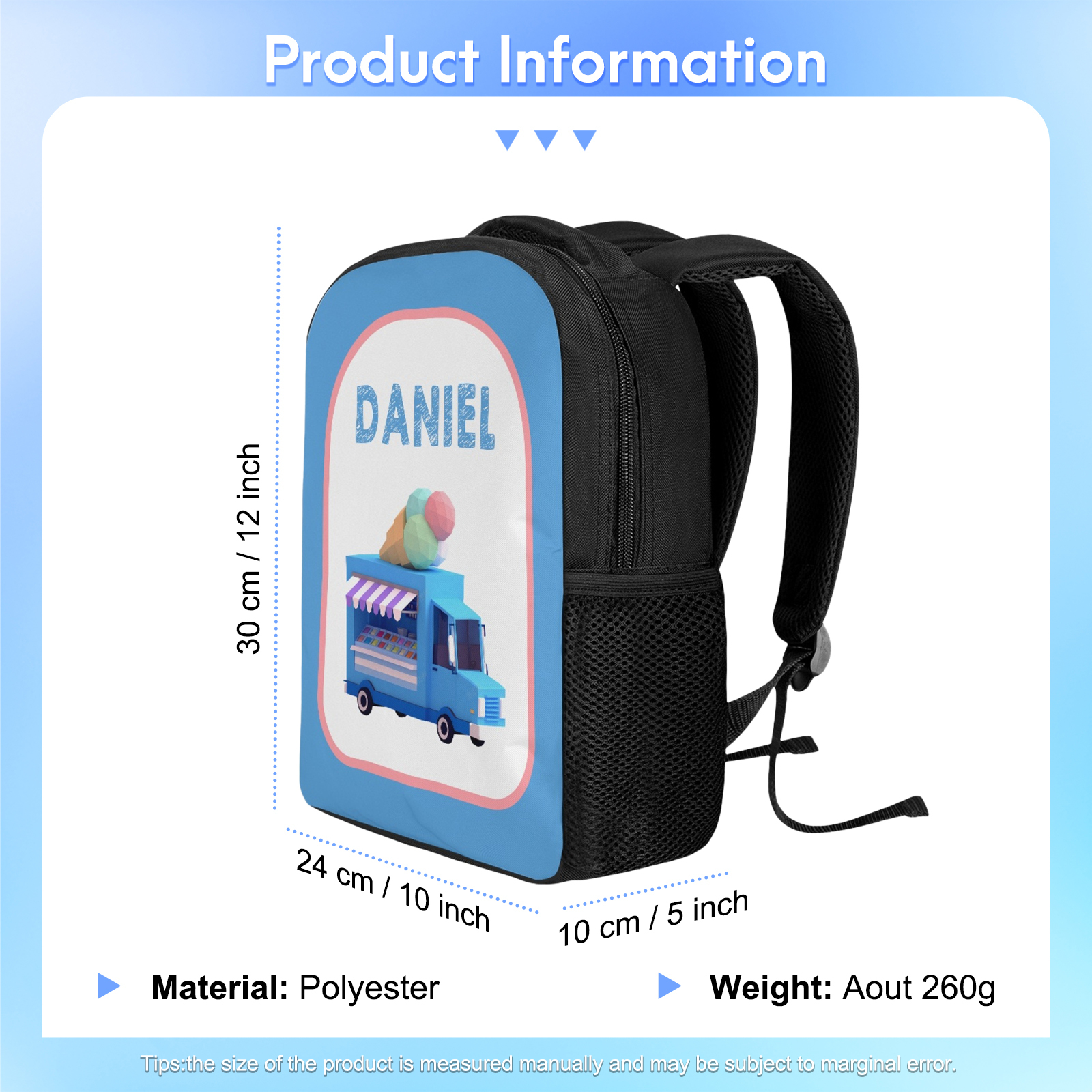 Custom Name Schoolbag Blue Stall Car Backpack Personalised School Bag for Kids-Jessemade AU