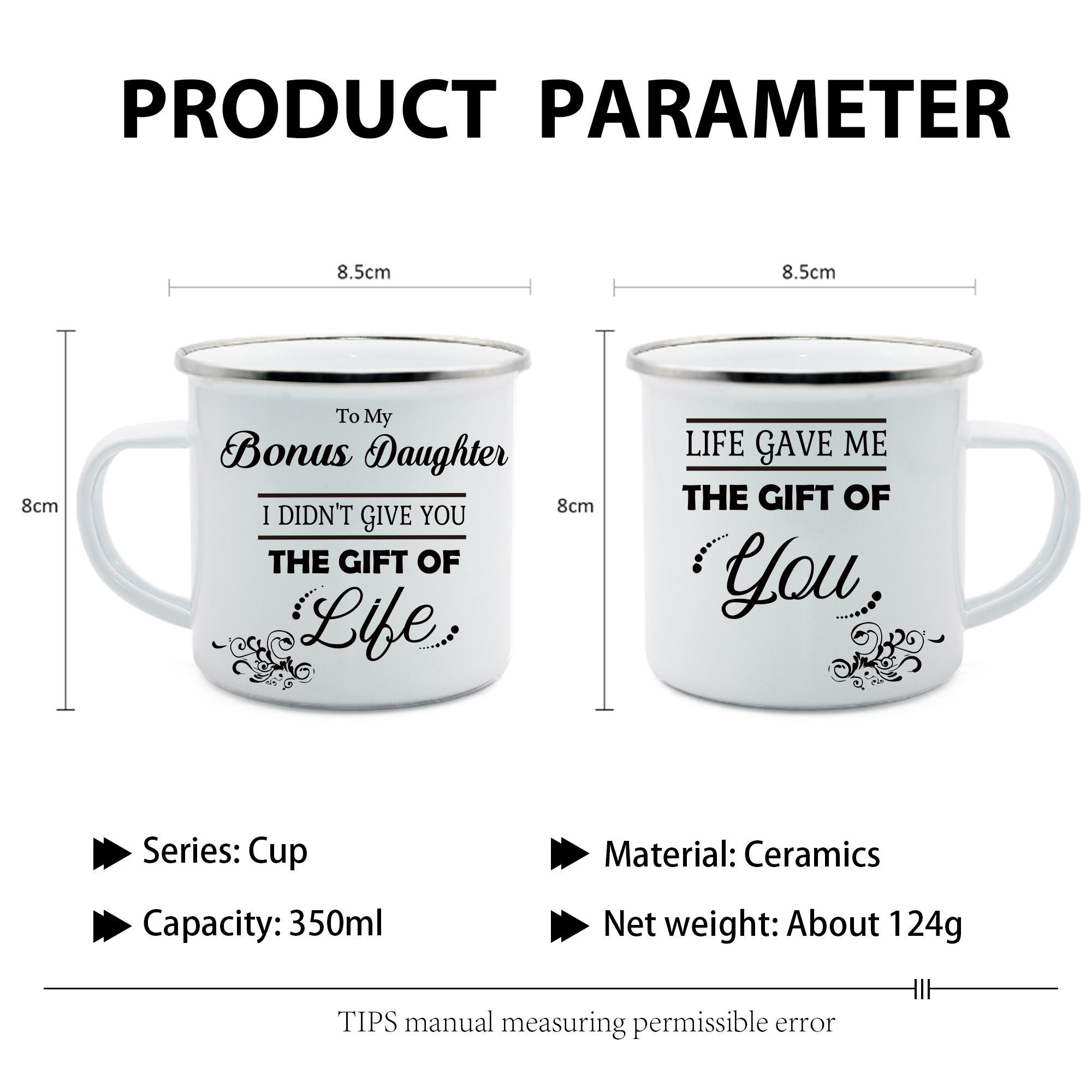To My Bonus Daughter Mug Enamel Cup Gifts for Daughter - Life Gave Me The Gift Of You-Jessemade AU