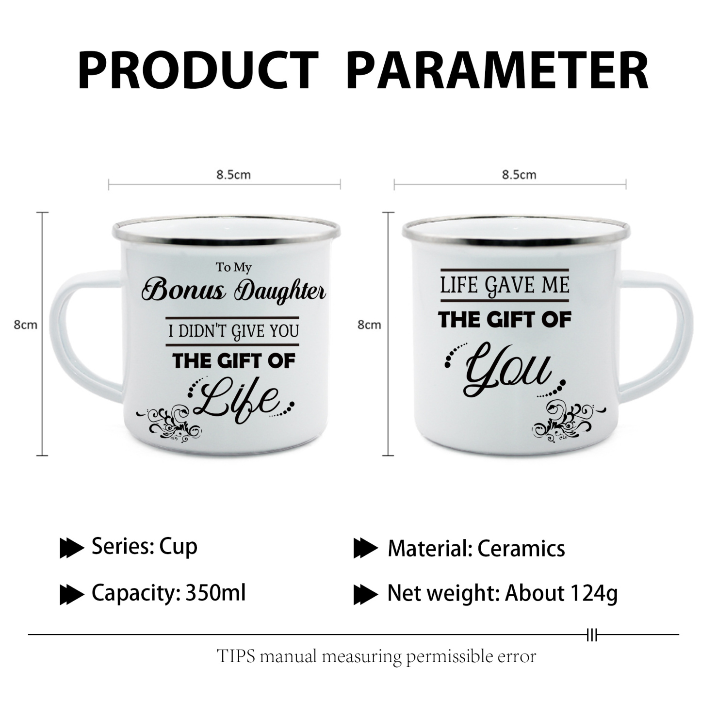 To My Bonus Daughter Mug Enamel Cup Gifts for Daughter - Life Gave Me The Gift Of You-Jessemade AU