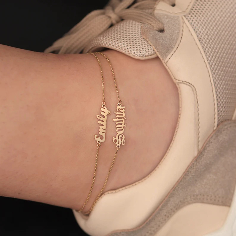 Adjustable Personalised Name Ankle Bracelet Custom 1 Name Anklet Gifts for Her-Jessemade AU