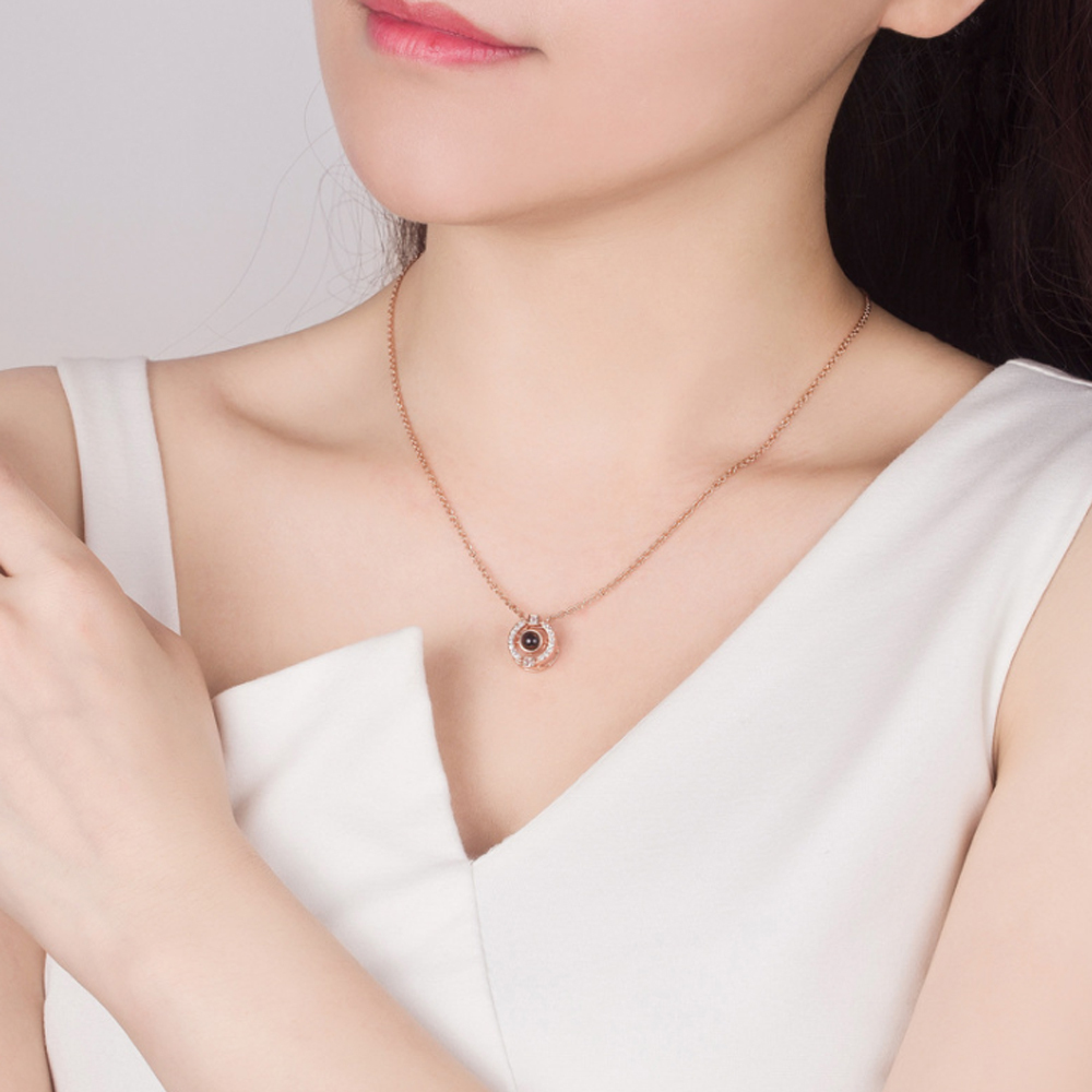 Personalised 100 Languages Projection Necklace Engraved  " I LOVE YOU" Heart Necklace Gifts For Her-Jessemade AU