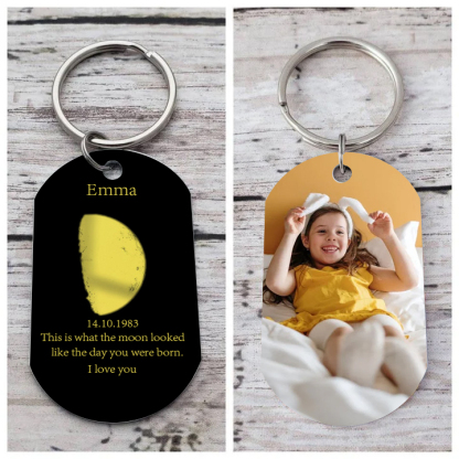 Personalised Photo Keychain Custom Name & Text & Date Keychain Gift for Kids - This Is What The Moon Looked Like The Day You Were Born-Jessemade AU