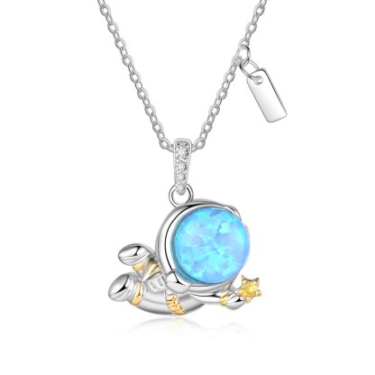 Personalised Women's Necklace Customised Name & Birthstone Astronaut Necklace Birthday Gift for Her-Jessemade AU