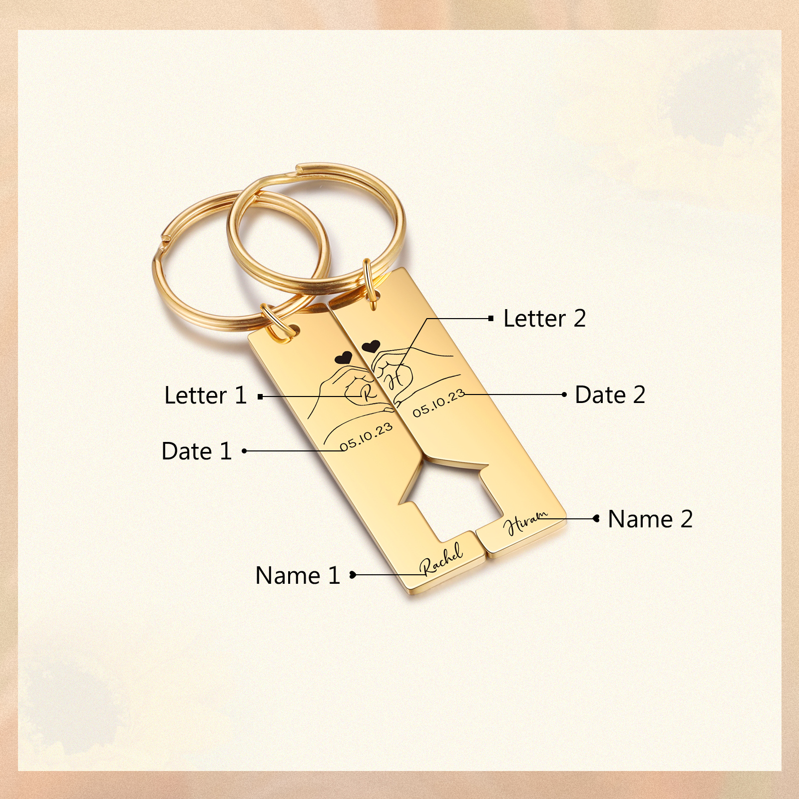 To My Man/Woman Keyring Custom 2 Letters & 2 Dates & 2 Names Couple Keychain Valentine's Day Gift for Couples-Jessemade AU