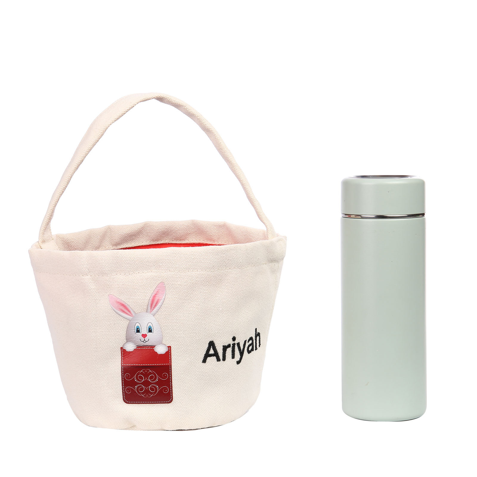 Personalised Bunny Tote Bag Custom Name Bunny Basket Bucket Bag Easter Gift for Him/Her-Jessemade AU