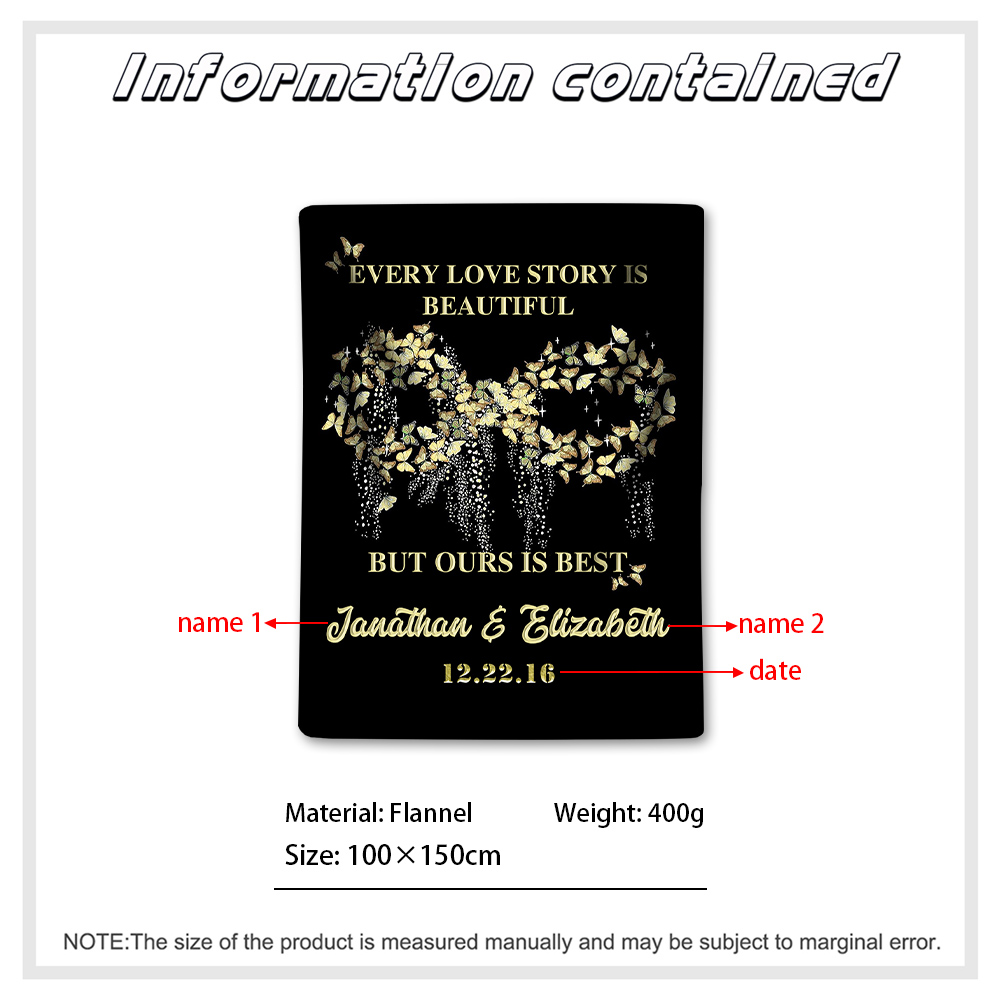 Personalised Couple Blanket Customised 2 Names & Date Blanket Gift for Him/Her - Every Love Story Is Beautiful, But Ours Is Best-Jessemade AU