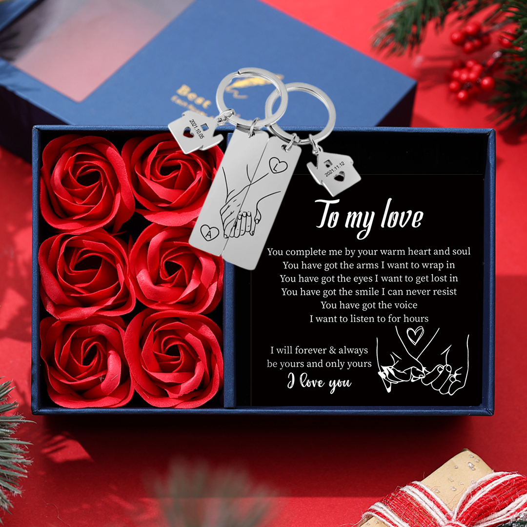 Holding Hands Couple Keychain Set Personalised Date Initial Matching Couple Gifts-Jessemade AU