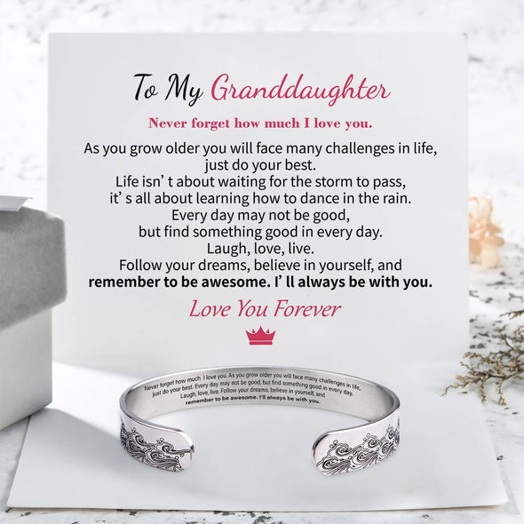 To My Granddaughter Cuff Bracelet "I Will Always Be With You"-Jessemade AU