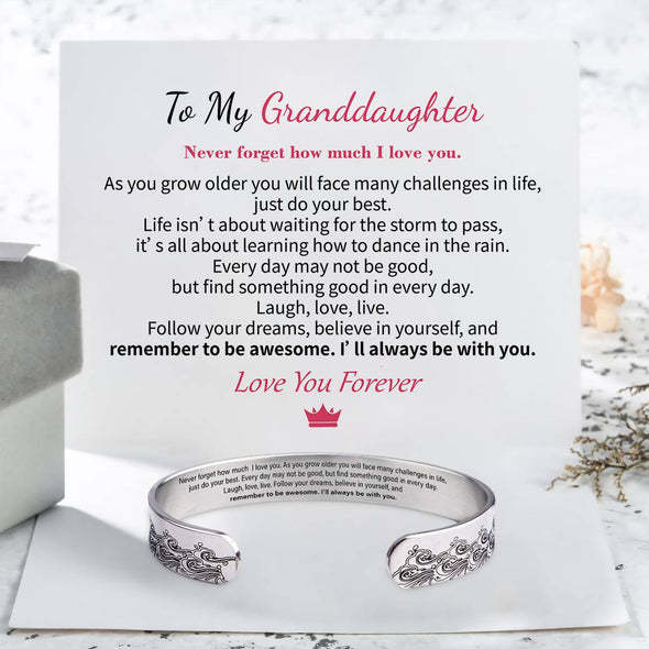 To My Granddaughter Cuff Bracelet "I Will Always Be With You"-Jessemade AU