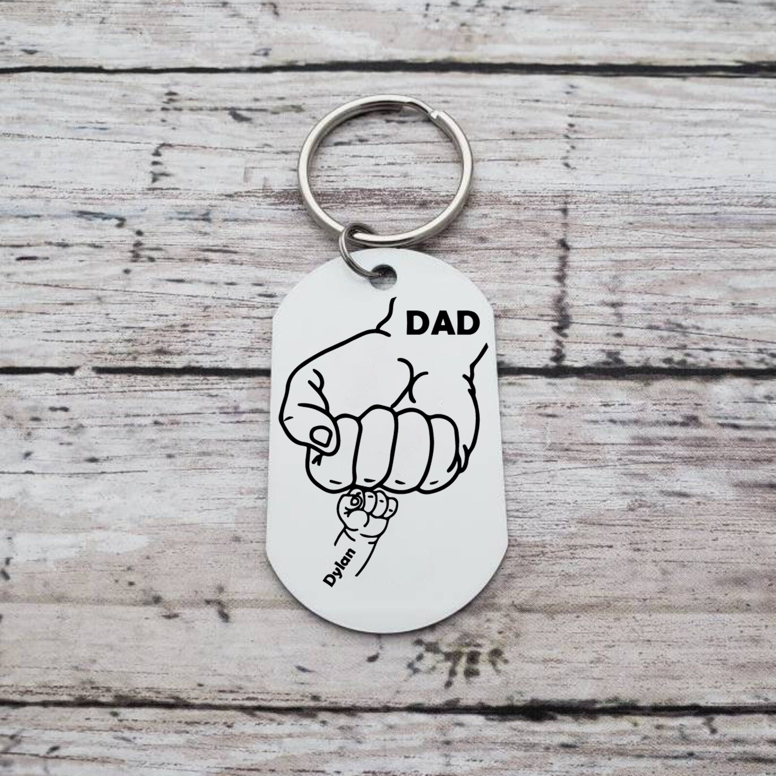 Dad Fist Bump Personalised Photo Keychain Engrave 1 Name Father's Day Gifts-Jessemade AU