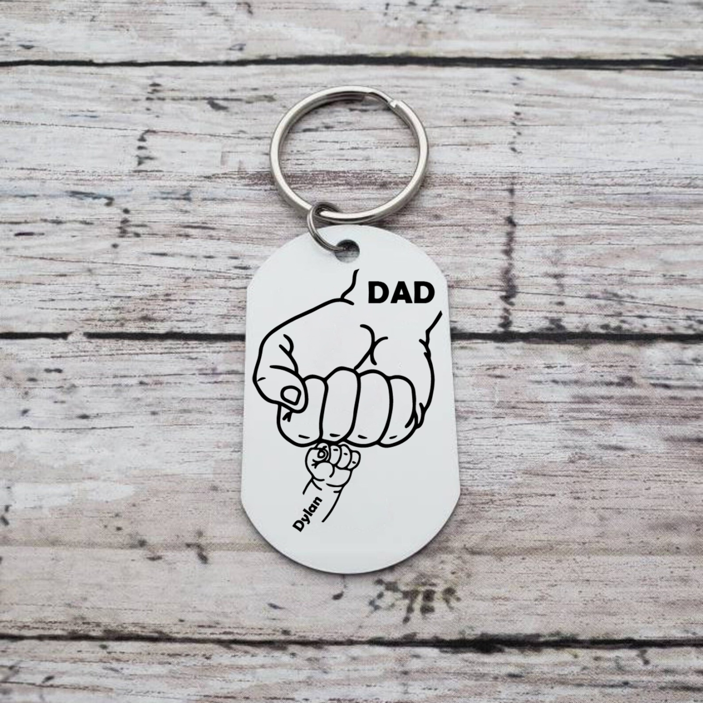 Dad Fist Bump Personalised Photo Keychain Engrave 1 Name Father's Day Gifts-Jessemade AU