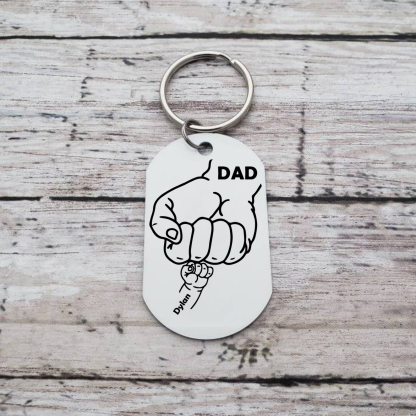 Dad Fist Bump Personalised Photo Keychain Engrave 1 Name Father's Day Gifts-Jessemade AU