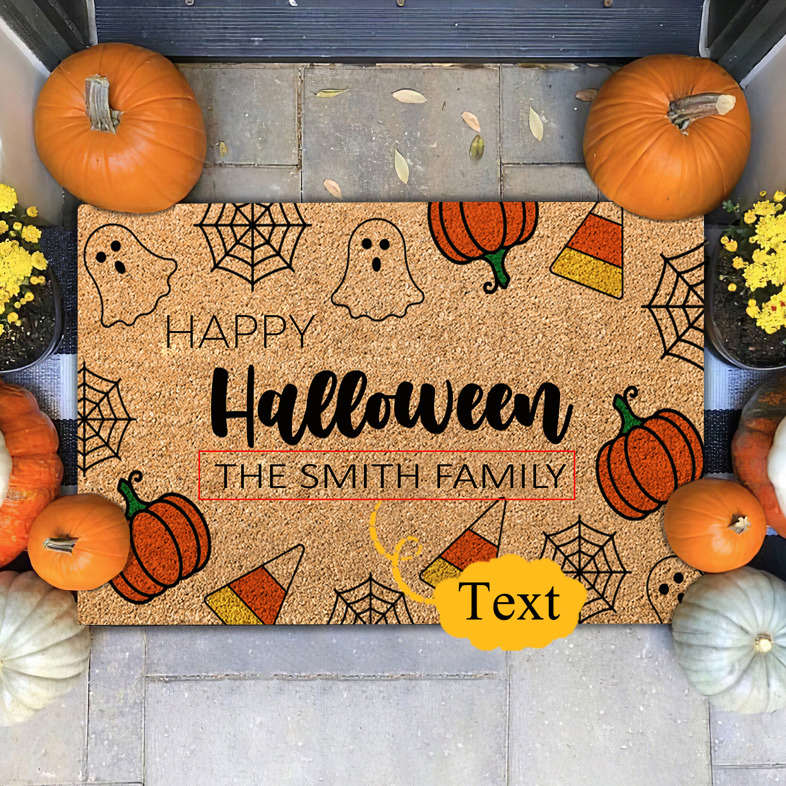 Personalised Halloween Doormat Pumpkin Spiderweb Ghost Doormat Home Decor - Happy Halloween-Jessemade AU