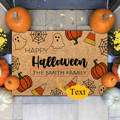 Personalised Halloween Doormat Pumpkin Spiderweb Ghost Doormat Home Decor - Happy Halloween-Jessemade AU