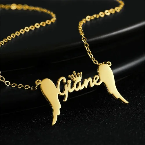 Personalised Wings Necklace Custom 1 Name Necklace Gift For Her-Jessemade AU