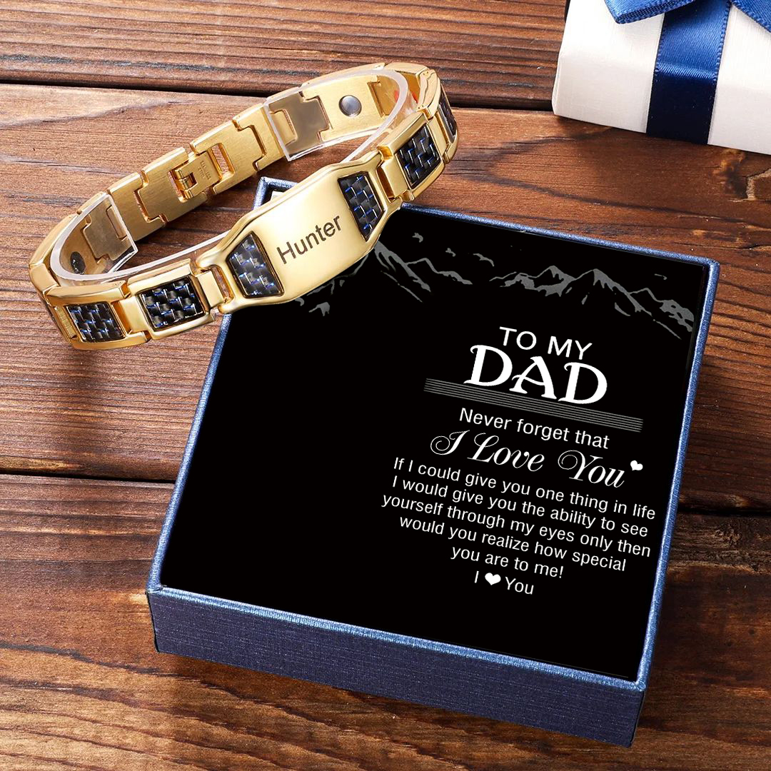 Personalised Carbon Fiber Energy Bracelet Custom Name Men's Bracelet Bangle Gifts For Him-Jessemade AU