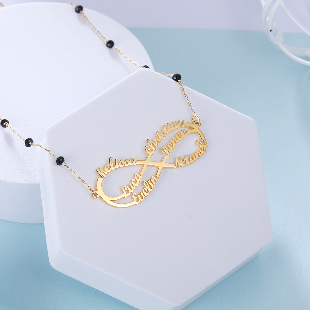 Personalised Infinity Necklace Custom 6 Names Necklace Gift For Women-Jessemade AU