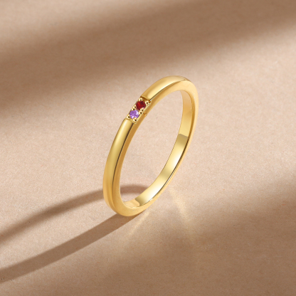 Personalised Women's Ring Custom 2 Birthstones Ring Birthday Gift for Her-Jessemade AU