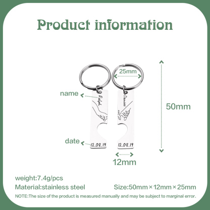 Personalised Couple Keychain Set Customised Names & Date Matching Couple Keyring Valentine's Day Gifts For Couples-Jessemade AU