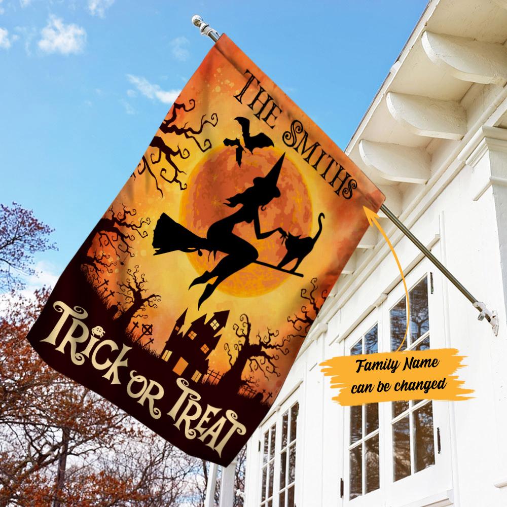 Personalised Witch Halloween Garden Flag "Trick or Treat"-Jessemade AU