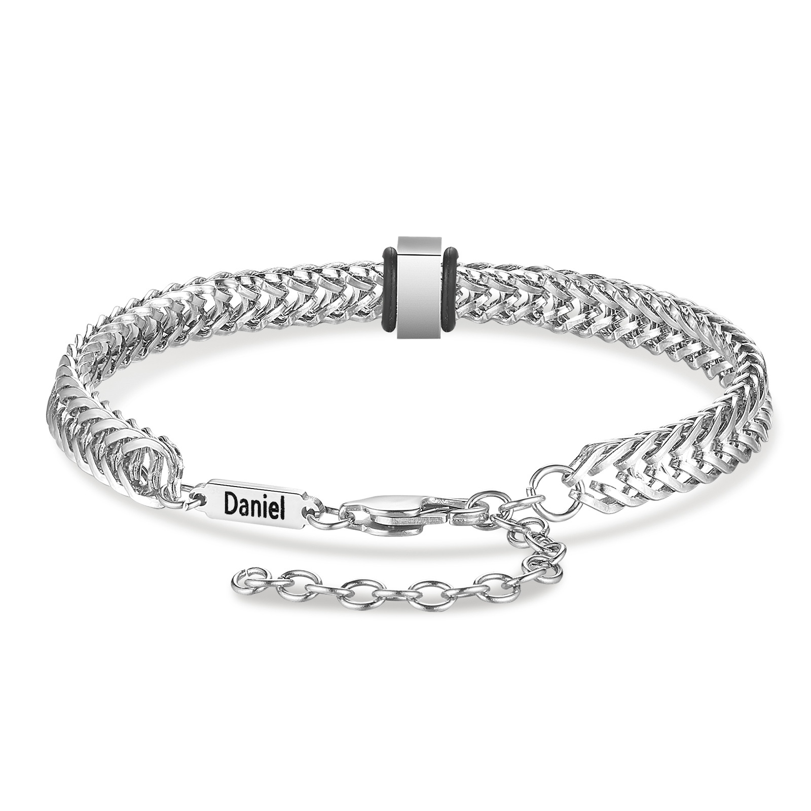 Personalised Men's Beaded Bracelet Custom 2 Names Adjustable Bracelets Stainless Steel Gifts for Him-Jessemade AU