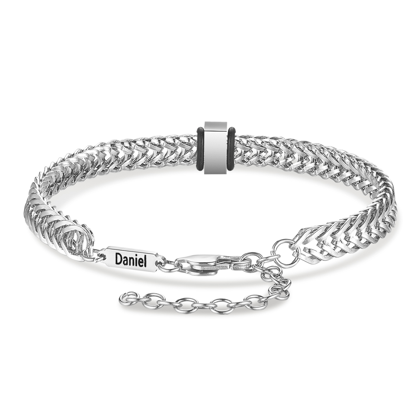 Personalised Men's Beaded Bracelet Custom 2 Names Adjustable Bracelets Stainless Steel Gifts for Him-Jessemade AU