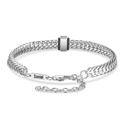 Personalised Men's Beaded Bracelet Custom 2 Names Adjustable Bracelets Stainless Steel Gifts for Him-Jessemade AU