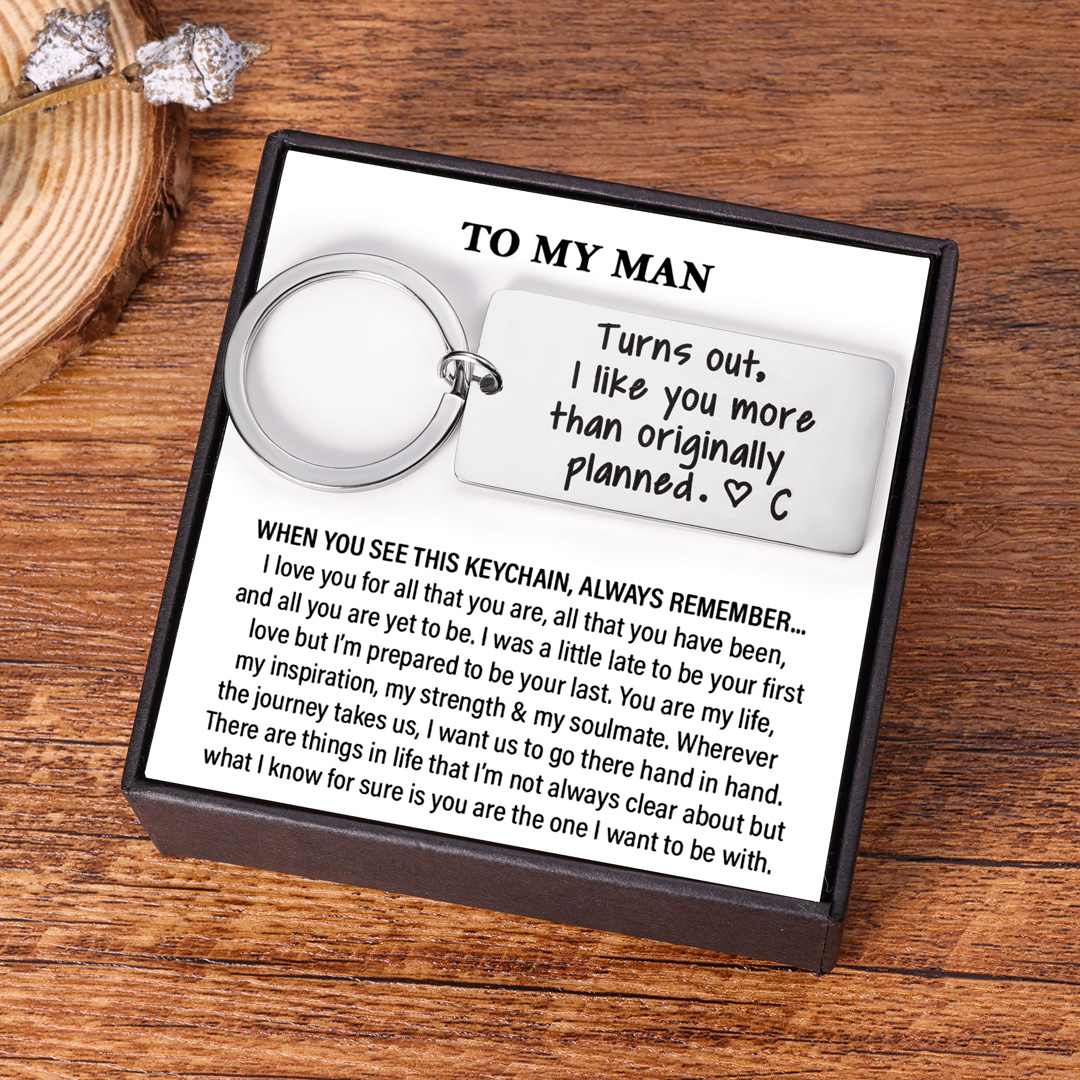 Personalised Initial Couple Keychain "Turns Out, I Like You More Than Originally Planned" Keyring-Jessemade AU