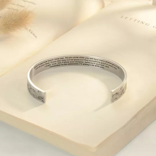 To My Granddaughter Cuff Bangle Bracelet  "I Will Always Be With You"-Jessemade AU