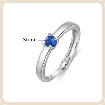 Personalised Women's Ring Customised 1 Birthstone Open Ring Birthday Gift for Women Girls-Jessemade AU