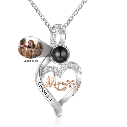 Personalised Mom Projection Necklace Custom Photo Heart Necklace for Mother's Day-Jessemade AU